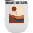 thumbnail image 1 of Aesthetic Minimalism Boho Sun & Rainbow Art Merch Gift, White 12oz Wine Tumbler, 1 of 5