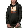 thumbnail image 1 of Aesthetic Minimalism Boho Sun & Rainbow Art or Design Merch Gift, Black Hooded Sweatshirt or Hoodie, 3XL, 1 of 5