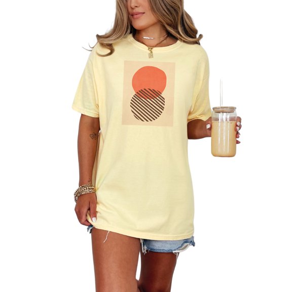 Aesthetic Minimalism Boho Two Circles Art, Butter Comfort Colors T-Shirt, XL