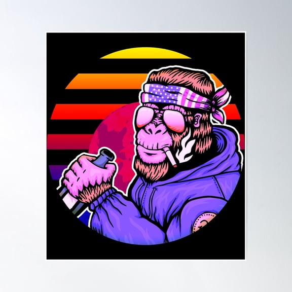 Aesthetic Monkey Full Red Moon Poster Wall Art, Modern Wall Decor, 30x30 UNFRAMED