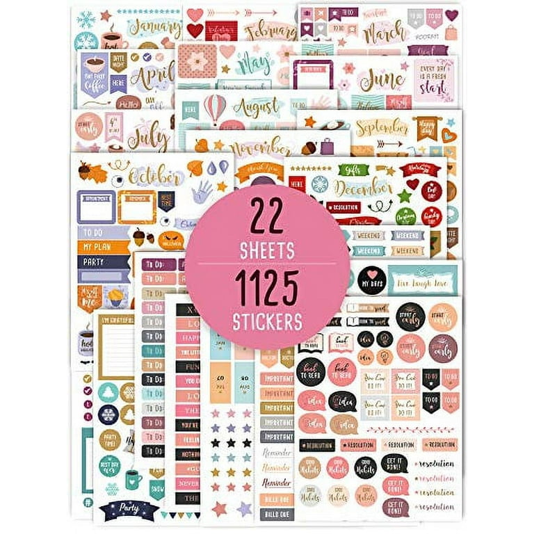 Aesthetic Monthly Planner Stickers - 1100+ Beautiful Design Accessories  Enhance and Simplify Your Planner, Journal and Calendar