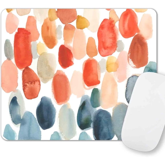 Aesthetic Mouse Pad, Personalized Premium Texture Computer Cute Mouse Pad Design, Women Mousepad with Washable Cloth Non-Slip Rubber Base for Office, Navy Blue Red Watercolor Art