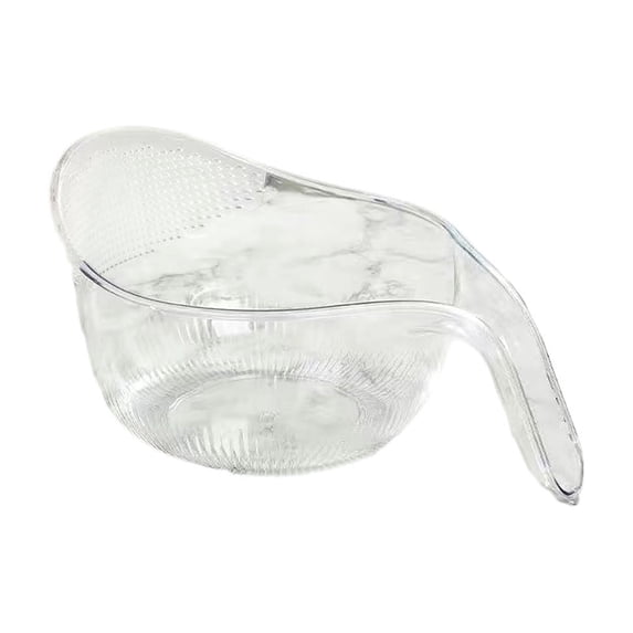 Aesthetic Multifunctional Rice Strainer with Handle, BPA-Free Colander | Food Grade, Fine Holes for Fast Draining, Space-Saving for Washing, Draining & Storing Food (White)