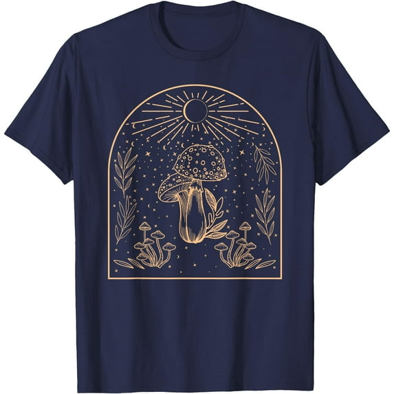 Aesthetic Mushroom Cottagecore Goblincore Fungi Mycologist Unisex T-Shirt for Men Women Kids Toddler,Navy Color,Size YXS