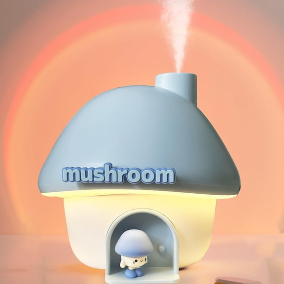 Aesthetic Mushroom Humidifier & Sunset Lamp | 3-in-1 Cute Humidifier for Bedroom with Rainbow Light, 300ml Quiet Mist, Perfect Mood Lighting and Decor for Desk, Nursery, Girls Room