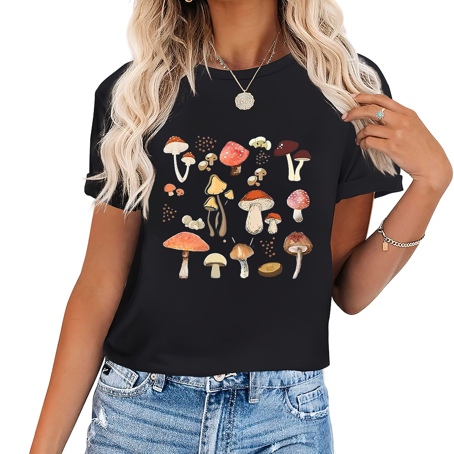 Aesthetic Mushroom Shirt for Women Cute Graphic Cottagecore TShirt