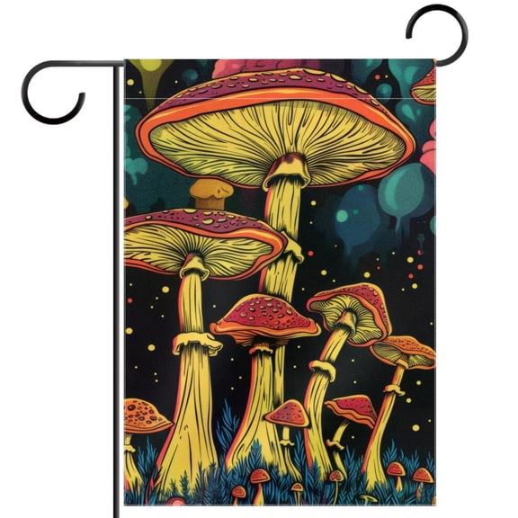 Aesthetic Mushrooms Pattern Double Sided Garden Flag Decorative Weather Resistant Yard Flag, Large DIY Vertical Flag for Farmhouse Patio Lawn, 28x40 Inch