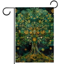 Aesthetic Nature Floral Plant Green Tree of Life Double Sided Garden Flag Decorative Weather Resistant Yard Flag, Large DIY Vertical Flag for Farmhouse Patio Lawn, 28x40 Inch