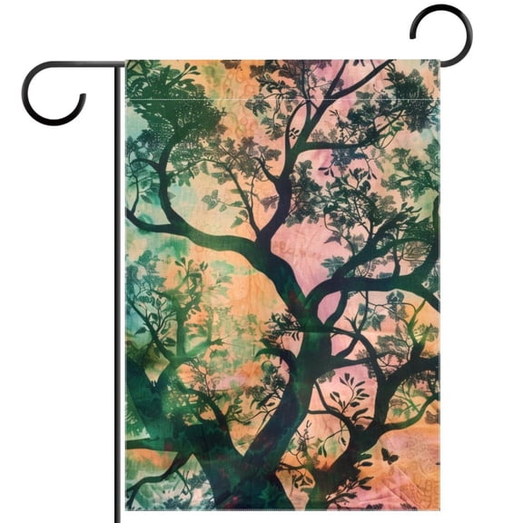 Aesthetic Nature Floral Plant Hippie Tie Dye Double Sided Garden Flag Decorative Weather Resistant Yard Flag, Large DIY Vertical Flag for Farmhouse Patio Lawn, 28x40 Inch