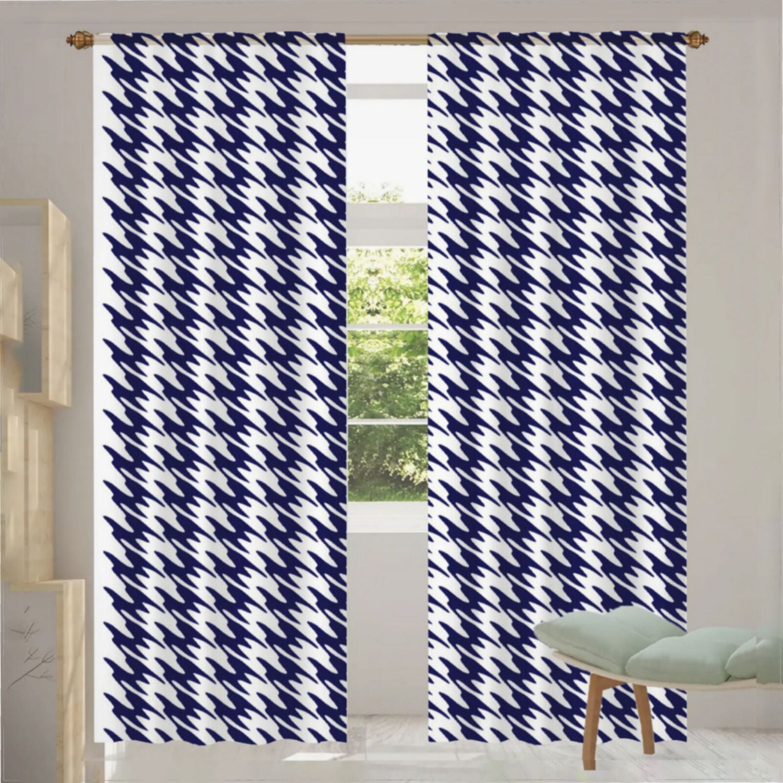Aesthetic Night Blue And White Ripple Window Tulle Curtains for Living ...