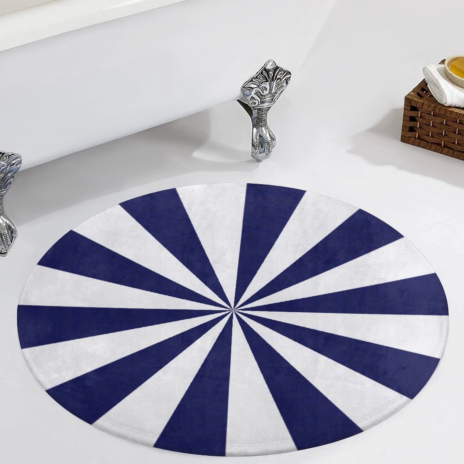 Aesthetic Night Blue And White Sunburst Round Carpet Circle Rug Outdoor ...