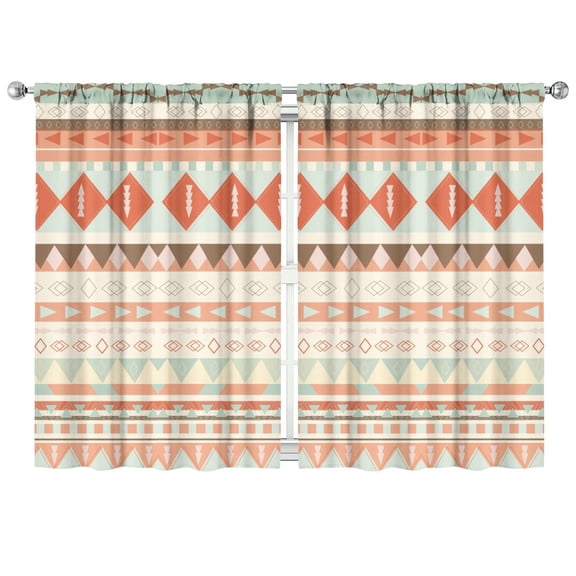 Aesthetic Nordic 2-Pack Café Curtains - Minimalist Geometric Print 42x63 Inch Semi-Sheer long Curtains