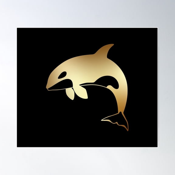 Aesthetic Ocean Gold Orca Poster Wall Art, Modern Wall Decor For Living Room Bedroom, 24x36 UNFRAMED