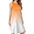 thumbnail image 1 of Aesthetic Orange And White Gradient Dress Loose Women'S Dress Beach Dresses With Pockets Dresses For Womens, 1 of 4