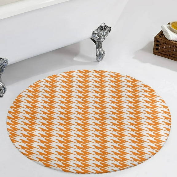 Aesthetic Orange And White Ripple Round Carpet Circle Rug Outdoor Patio Area Rug Washable Large Area Rugs Hallway Room Decor Fitness Mats