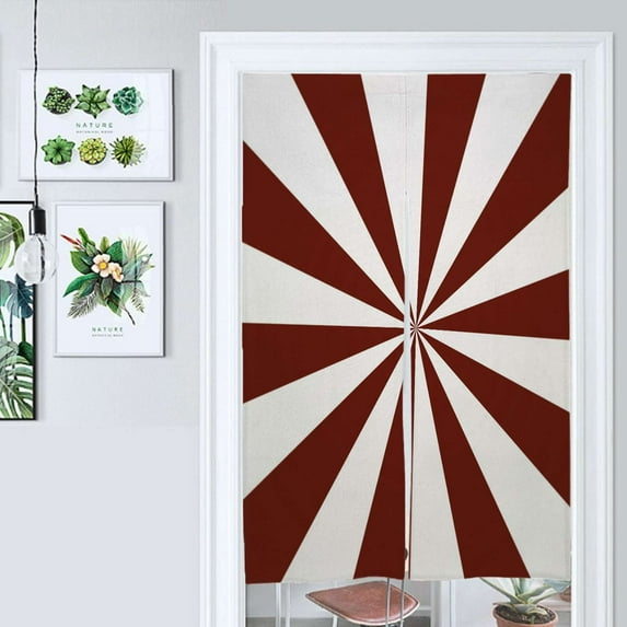 Aesthetic Oxide Red And White Sunburst Door Curtain Nordic Living Room DoorCurtain Porch Partition Curtain Kitchen Rative Half Curtain