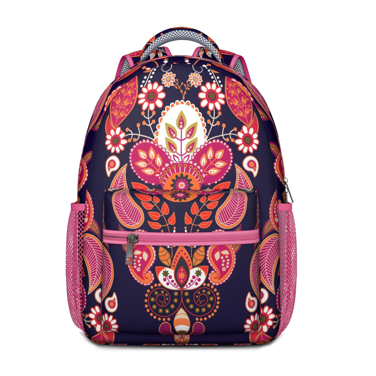 Aesthetic Paisley Design Waterproof Backpack - Colorful Ethnic Print & Breathable Straps for Teens
