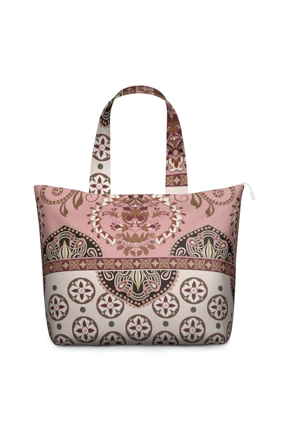 Aesthetic Paisley Pattern Duffel Bohemian Chic Weekender Bag with Artistic Floral Design, Vintage Mala Inspired