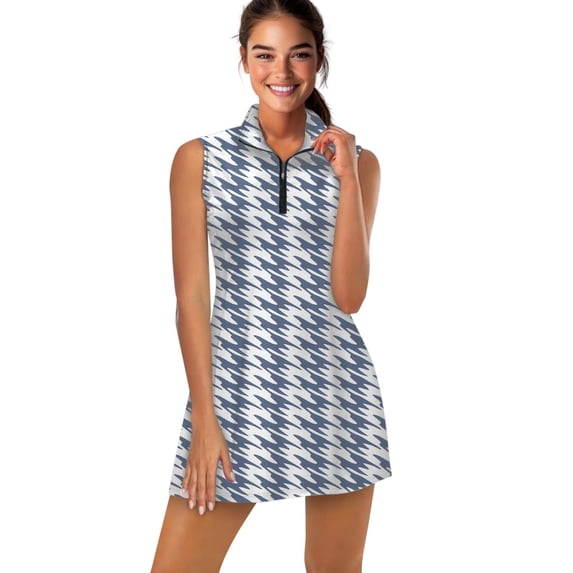 Aesthetic Pastel Blue and White Ripple Sports Dresses Women Tennis Dress Outdoor Badminton Golf Quick-Drying And Breathable Sports Dress