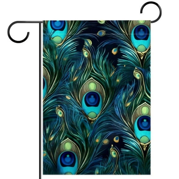 Aesthetic Peacock Feathers Seamless Decorative Garden Flag for All Seasons, 12 x 18 Inch Small Vertical Double Sided Outside Decoration for Yard Farmhouse