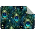 Aesthetic Peacock Feathers Seamless Small Area Rug, NonSlip Door Mat