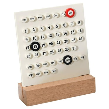 Aesthetic Perpetual Calendar Ornaments Date Planner DIY Accessories Educational Supplies for Tabletop Home Women Entryway Desktop , White