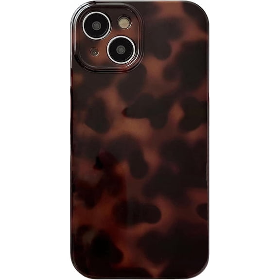 Aesthetic Phone Case for iPhone 15 Case Tortoise Shell Leopard Slim Fit Shockproof Cute iPhone Case-Brown Amber