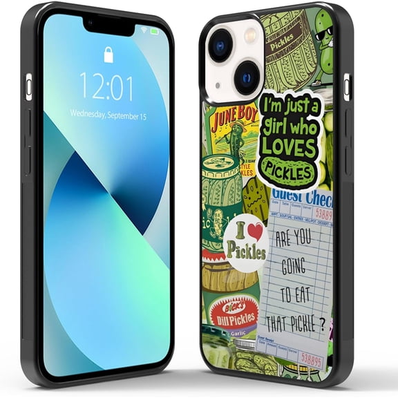 Aesthetic Pickle Collage Phone Case Compatible with iPhone 16 15 14 13 12 11 Pro Max Case, TPU Shockproof Retro Pickle Lover Gift Custom Phone Case for Girls Women Cover (Pickles)