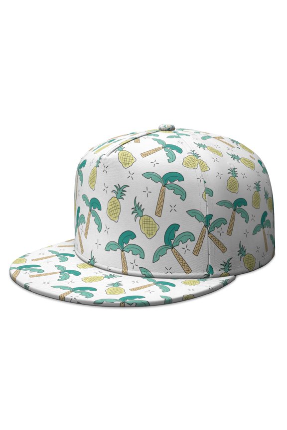 Aesthetic Pineapple Cap - Pineapple and Lemon Print Snapback, Tropical Fruit Summer Hat