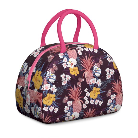Aesthetic Pineapple Lunch Bag for Women – Hawaii-Inspired Reusable Lunch Tote with Tropical Fruit Print, Insulated, Leakproof and Perfect for Fresh Snacks or Summer Meals