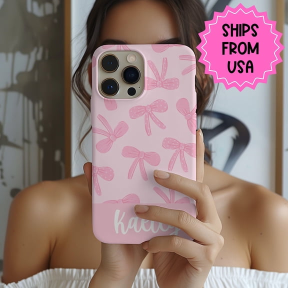 Aesthetic Pink Ribbon Tough Case for iPhone Samsung Cute