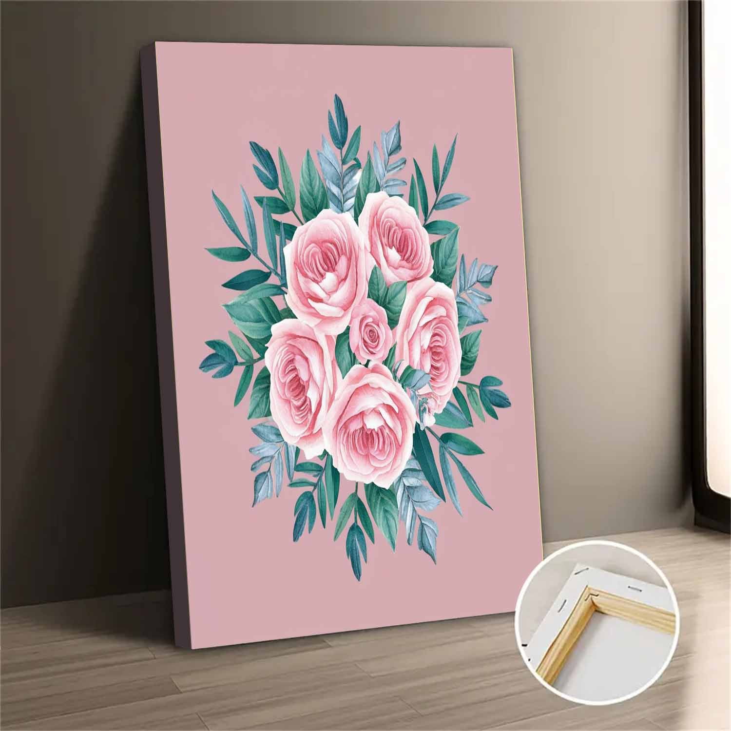 Aesthetic Pink Roses Canvas Wall Art For Bedroom Living Room Decor ...