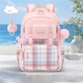 thumbnail image 1 of Aesthetic Plaid Pattern School Backpack for Students with Plush Charm Lightweight Multi-Pocket Daypack for High School College and Daily Commuting Pink, 1 of 3