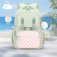 thumbnail image 1 of Aesthetic Plaid Pattern School Backpack for Teenagers with Plush Charm Lightweight Multi-Pocket Daypack for High School College and Daily Commuting Green, 1 of 3