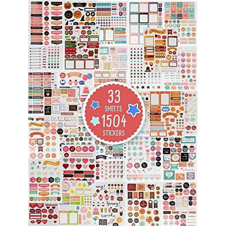 Cute & Colorful Planner Stickers (1054 Pcs Value Pack) - Functional & Decorative Designer Stickers for Bullet Journals Planners & Calendar