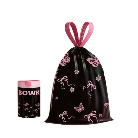 Aesthetic Print Tall Kitchen Garbage Bags, 60 Count Elegant Butterfly Handled Disposable Trash Bags, Durable Decorative Waste Bags for Home Kitchen Office Bathroom