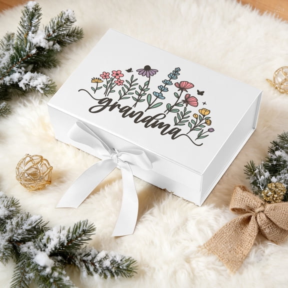 Aesthetic Printed Gift Box, Mother's Day Paper Packaging Box with Soft Ribbon, Dual Size Design, 11.4×8.6×4.1 in & 8.6×6.3×3.3 in, Multi Classic Colors for Holiday Surprise