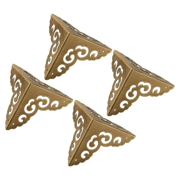 Aesthetic Protection with Auspicious Cloud Patterned Brass Corners 4PCs