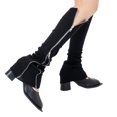thumbnail image 1 of Aesthetic Punk Double Zippers Leg Warmers for Women Ribbed Elastic Fit Boot Covers Footless Long Socks Fashion Accessory, 1 of 8