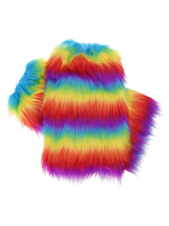 Aesthetic Punk Fuzzy Leg Warmers for Women Soft Thickened Plush Boot Cuffs Covers for Winter Fashion and Costume Parties