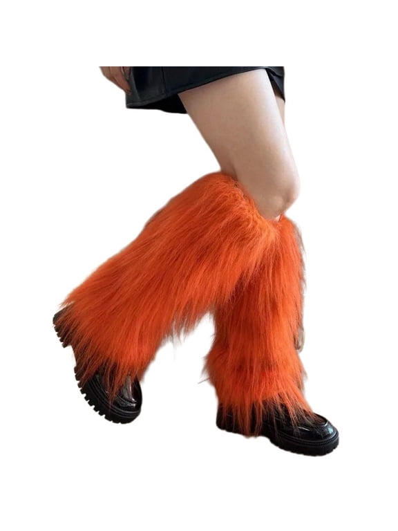 Aesthetic Punk Fuzzy Leg Warmers for Women Soft Thickened Plush Boot Cuffs Covers for Winter Fashion and Costume Parties