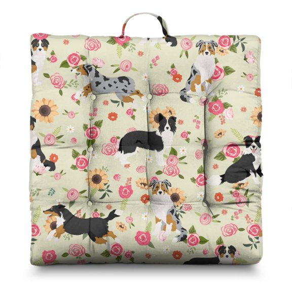 Aesthetic Puppy Pattern Floor Pillow - Oversized Square Seat Cushion for Home & Office