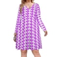 thumbnail image 1 of Aesthetic Purple And White Ripple Long Sleeve Dresses For Women Vintage Elegant Party Dress Oversized V-neck Dress S-8XL, 1 of 7