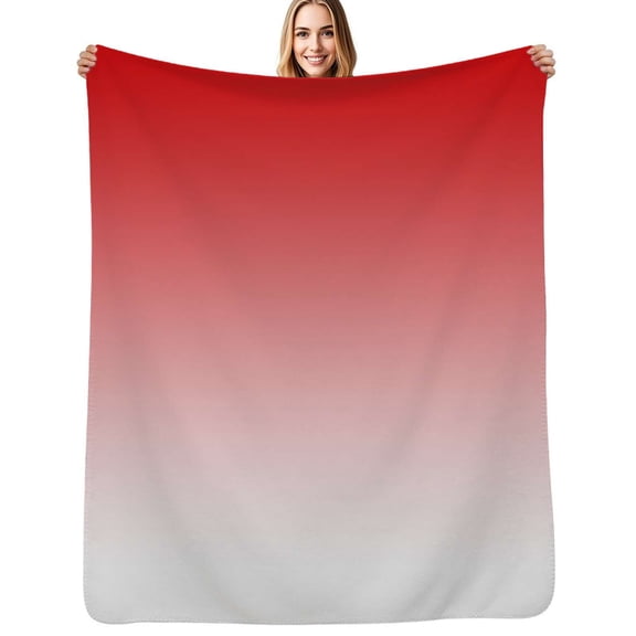 Aesthetic Raspberry Red and White Gradient Flannel Blankets Soft Warm Throw Blanket Autumn Camping Bedroom Aesthetic Bedspread