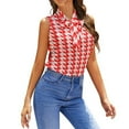thumbnail image 1 of Aesthetic Red And White Ripple Blouses Women Bow Tops Elegant Sleeveless Office Work Shirt Casual Holiday Women's Tops, 1 of 6