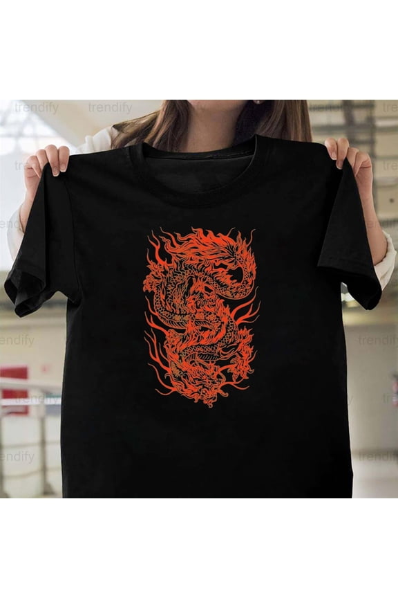 Aesthetic Red Chinese Dragon For The Grunge E-girl And Teen, H5978 Unisex T-Shirt, Up to 5XL Available