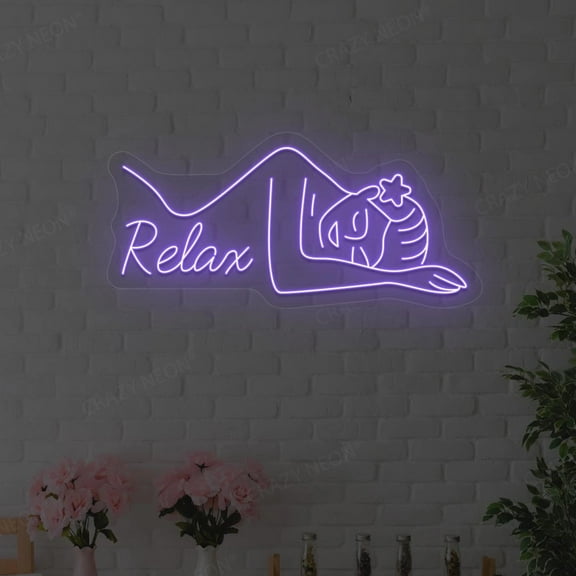 Aesthetic Relax Neon Sign (Iceblue, 30"(W)x14"(H))