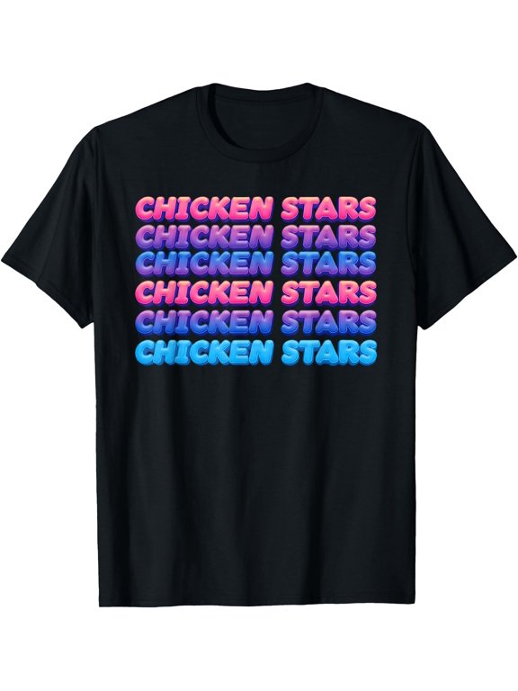 Aesthetic Repeating Chicken Stars Viral Meme Slogan T-Shirt