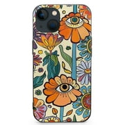 Aesthetic Retro 70S Phone Case for iPhone 13 Pro, Trippy Hippie Mushrooms and Flower with Eyes Phone Case Compatible with iPhone 13 Pro for Girls, Boys, Women, Men, Unique Fashion