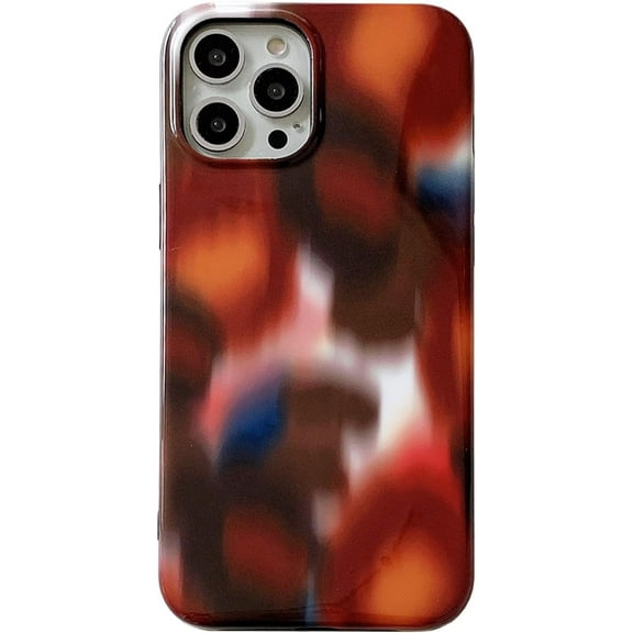 Aesthetic Retro Abstract Brown Case Compatible with iPhone 15 Pro Max,Blurred Art Cheetah Leopard Print Design Glossy Slim Soft Protective Girly Cover for iPhone 15promax 6.7"